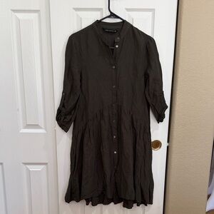 Zara Dark Brown Button-Up Dress - size XS